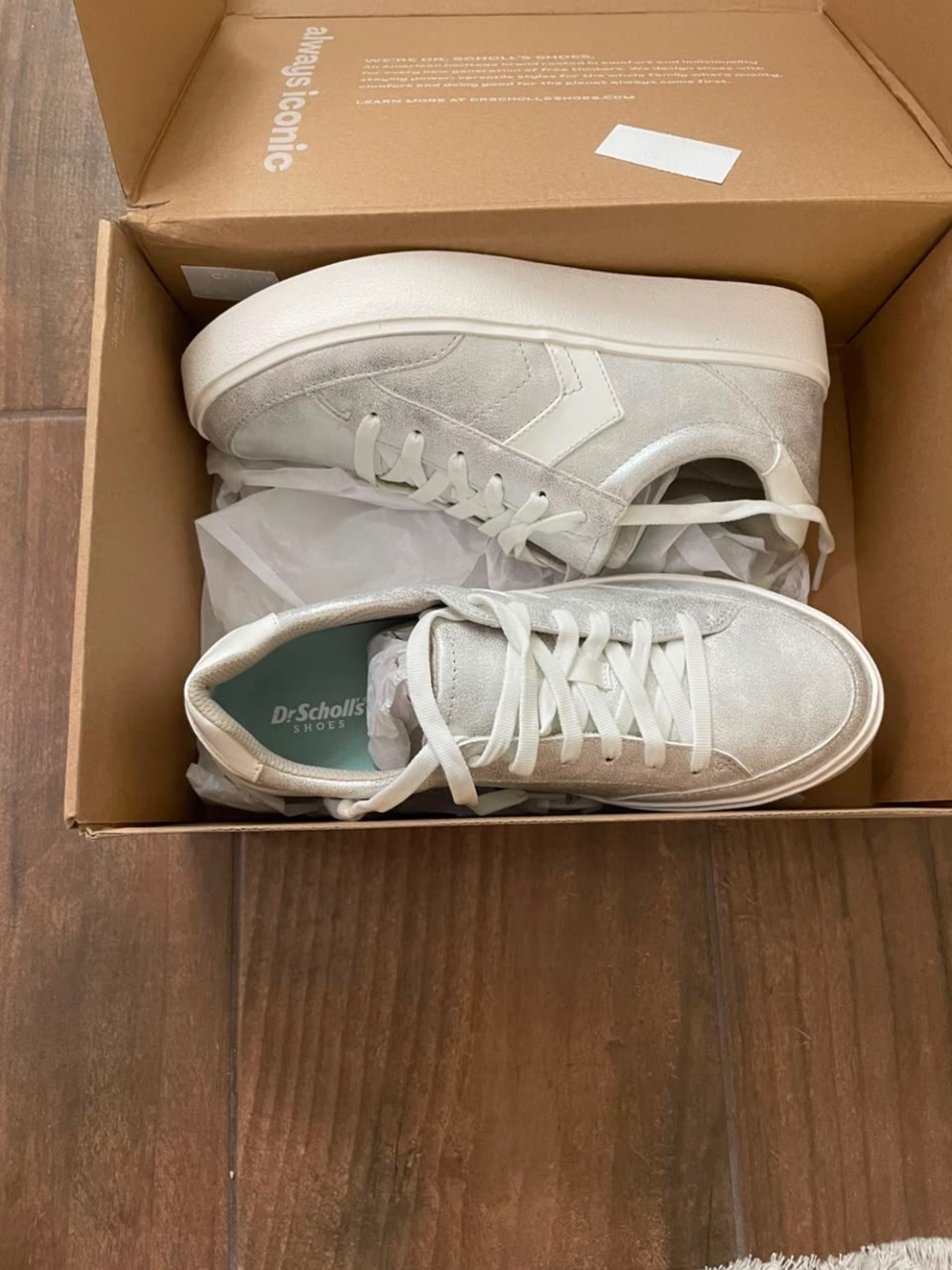 Dr. Scholl's Madison Lace Sneakers in Silver and White - Picture 11 of 11